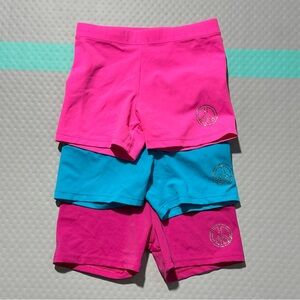 Lucky Me Girls Bright Pink Blue dance‎ Shorts Peace Sign Bundle Vibrant size 6